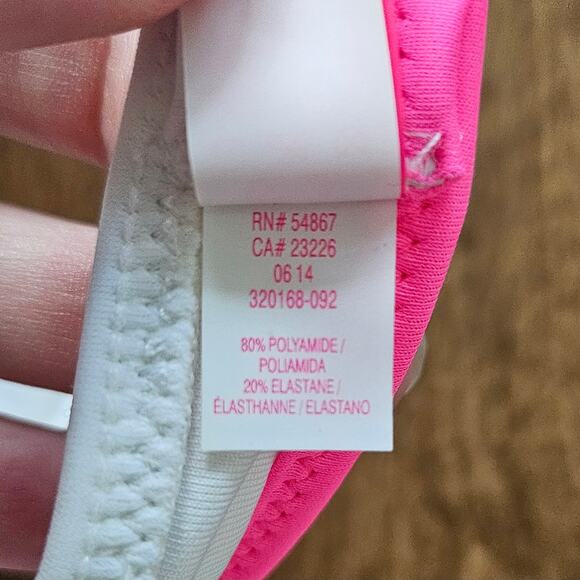 Victoria's Secret Bikini Top Push Up 34 B Strappy White Neon Multicolor Swimsuit - Picture 5 of 6